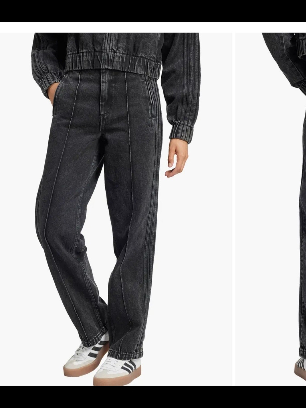 adidas Originals Women’s Straight Leg Jeans in Washed Black